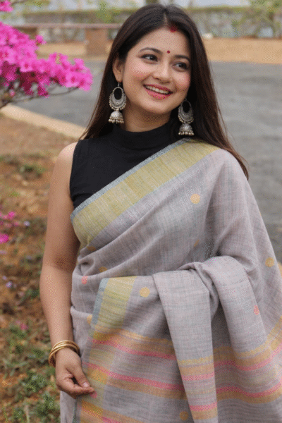 Eri silk saree, natural dyed