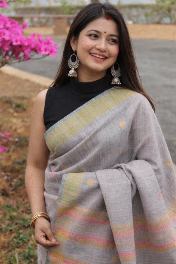 Eri silk saree, natural dyed