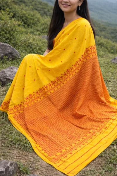 Mustard Eri silk saree Handloom / handwoven