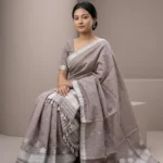 Grey coloured dyed toss mekhela sador